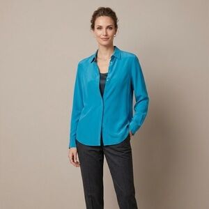 Olsen 100% Silk Button-Down Blouse | Size Small